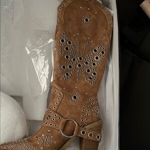 Dollskill Flight Risk Camel Vegan Leather Women's Boots